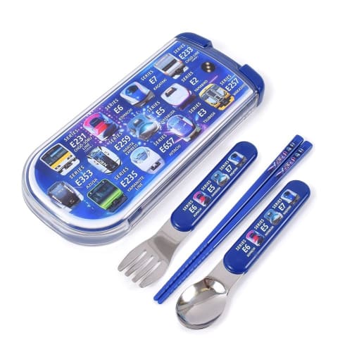 COLORFUL CANDY STYLE Children's Cutlery Trio Set (Chopsticks, Spoon, Fork) - Train Face Collection. Licensed by JR East. Made In Japan. Boys'. Product