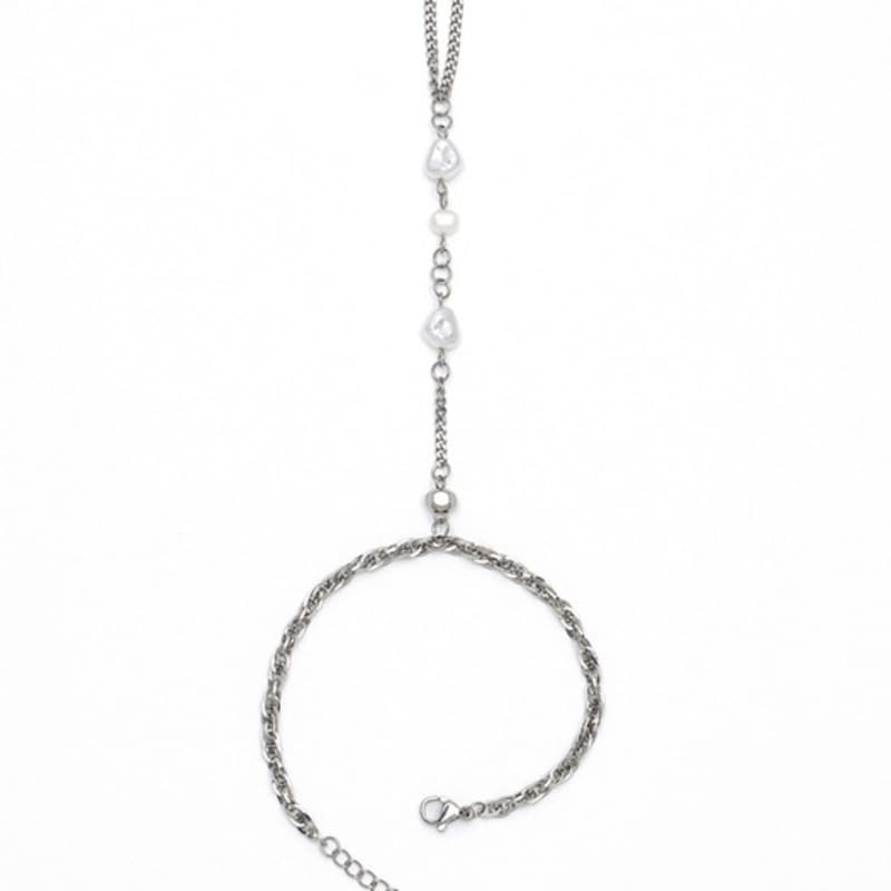 

KIMZISU Chain Link Ring Bracelet - Pearl _ WHITE WHITE_OS