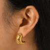 Stainless Steel C Shape Stud Earrings for Women Geometric Irregular Wrinkle Texture Large Gold Color Earrings Fashion Earring