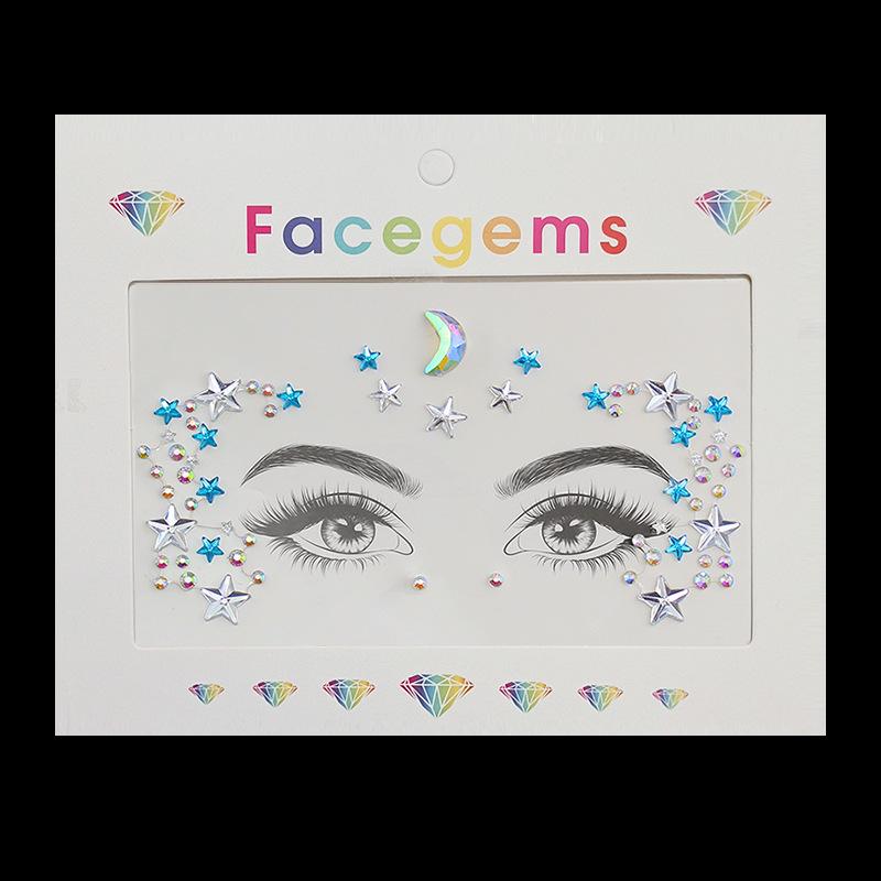 Face and Eye Rhinestone Teardrop Stickers - Pearl & Diamond Bindi Jewelry