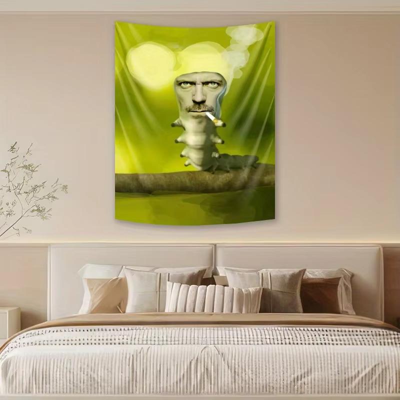 Doctor Caterpillar Smoking Tapestry, Creative Fusion Personalized Wall Art For Living Room Sofa Backdrop Home Decor