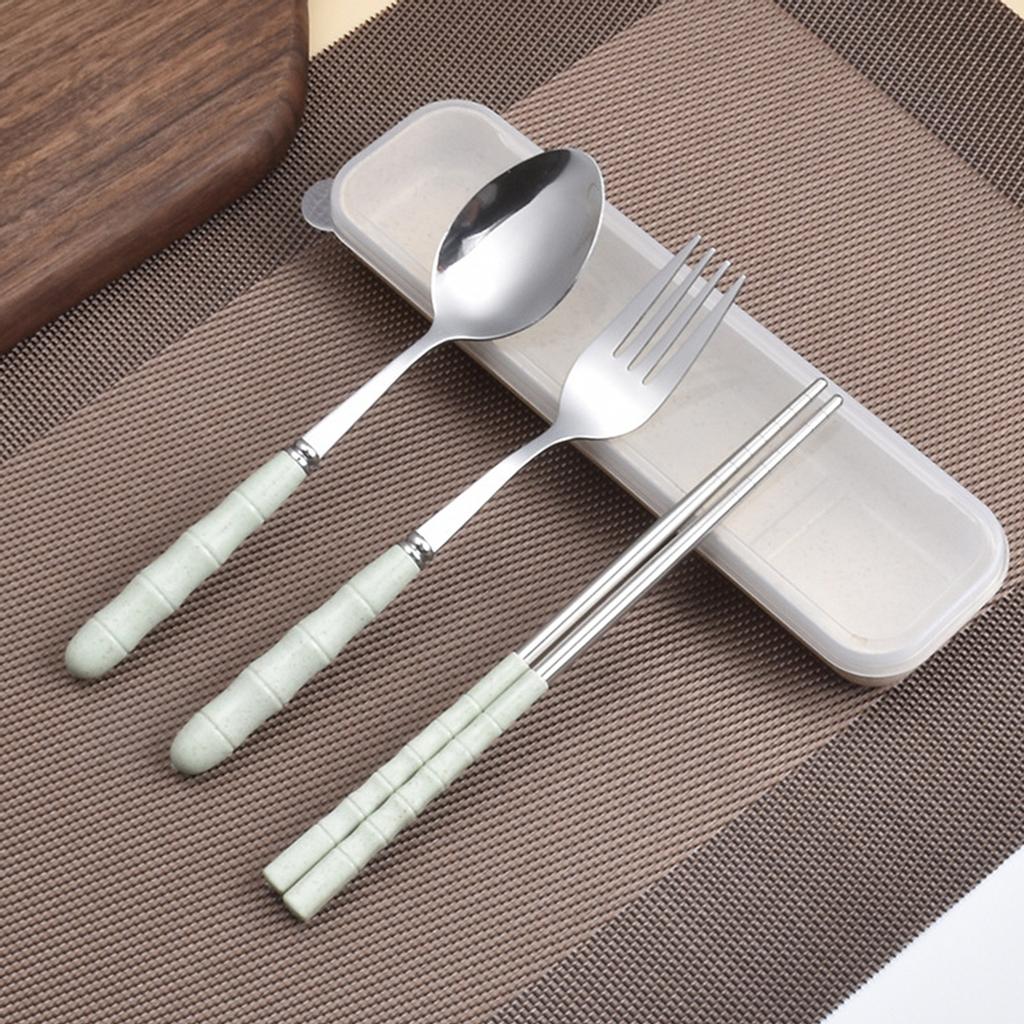 Stainless Steel Fork Spoon Chopsticks Set Travel Set With Plastic Case