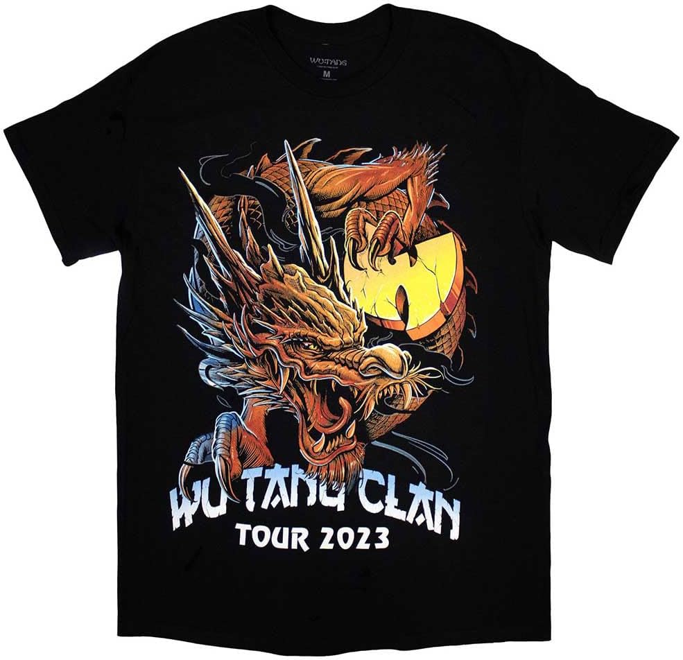 Men s Wu Tang Clan Tour 23 Dragon Back Print T-Shirt Black M