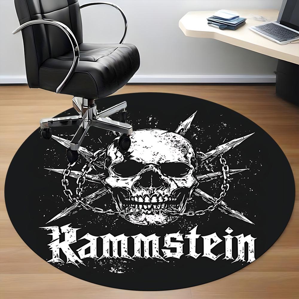 1pc Rammstein Metal Death Office Round Area Rug, Indoor Mat Suitable For Office,Bedroom Living Room Home Decor, Room Deco A0926107