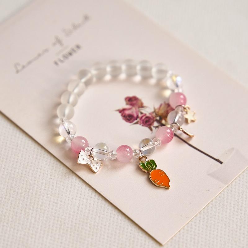 Year Sweet Cute Cat Crystal Beaded Bracelet Girls, Girlfriend Student Bracelet Wholesale