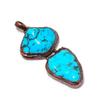 Blue Turquoise Tumble Pendant Handmade Gemstone Jewelry, Copper Electroformed Pendant ,Unique Design Jewelry Pendant