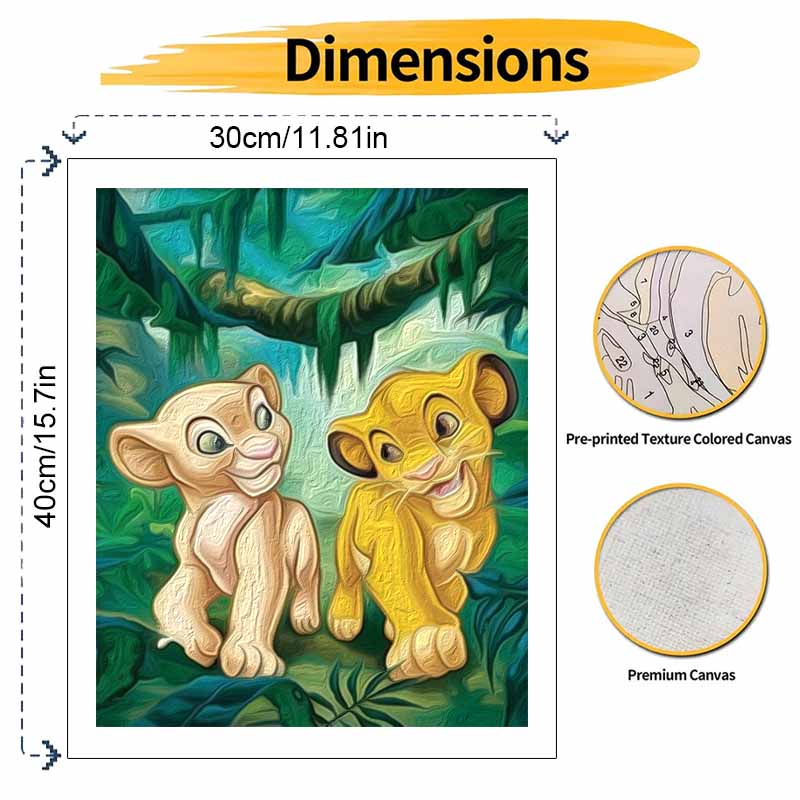 Disney The Lion King Simba Nala digital oil painting art kit DIY handmade home decoration gift