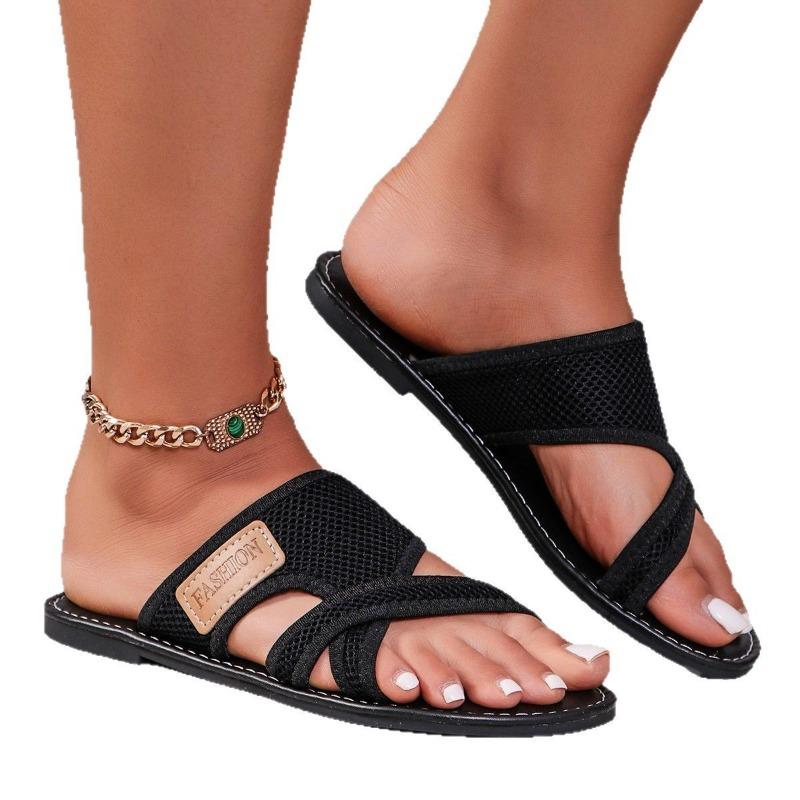 Summer new breathable mesh fish mouth slippers non-slip beach women's slippers