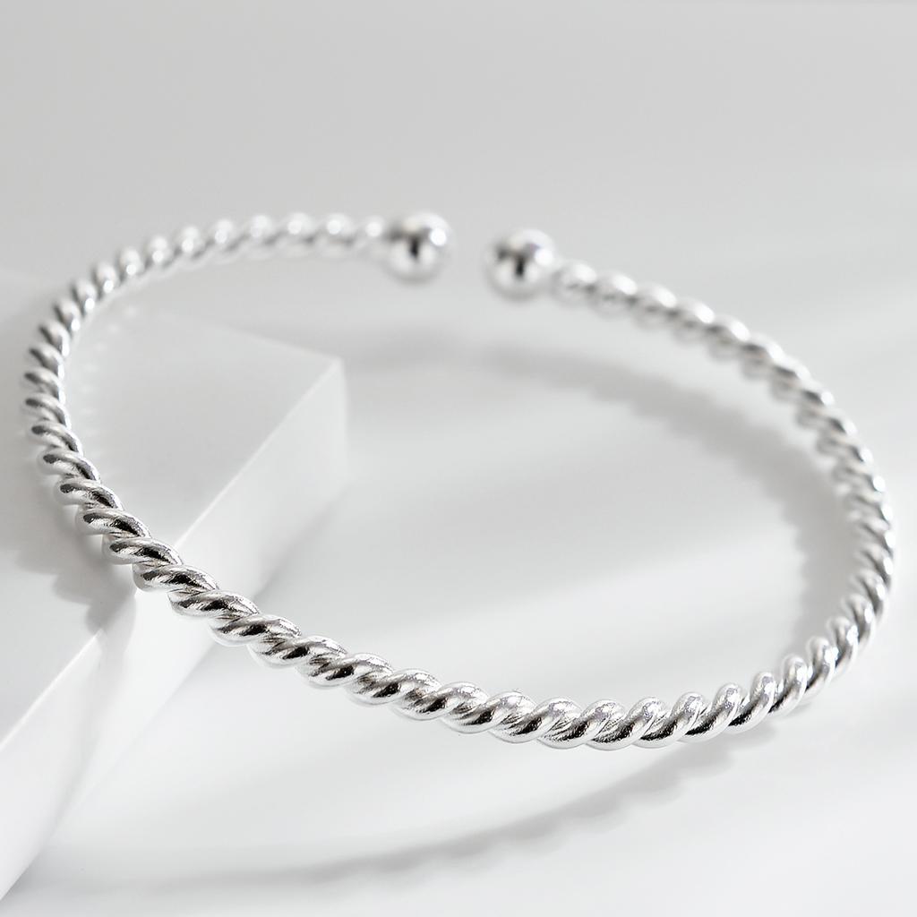 Nowa bransoletka z koralików z drutu skręcanego Otwierana Modna bransoletka osobowości Hurtowa biżuteria srebrna Prezent na urodziny