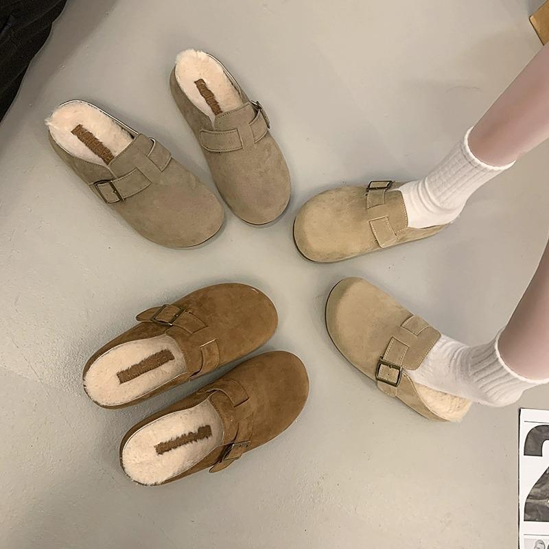 

Boken обувь полудраг женские 2024 новая верхняя одежда осень-зима повседневная обувь Boken платформа сумка голова волосы тапочки 35 верблюд