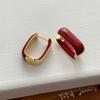 Simple Two Tone Metal Enamel Rectangle Square Hoop Earrings For Women 14K Real Gold Plated Copper Party Jewelry