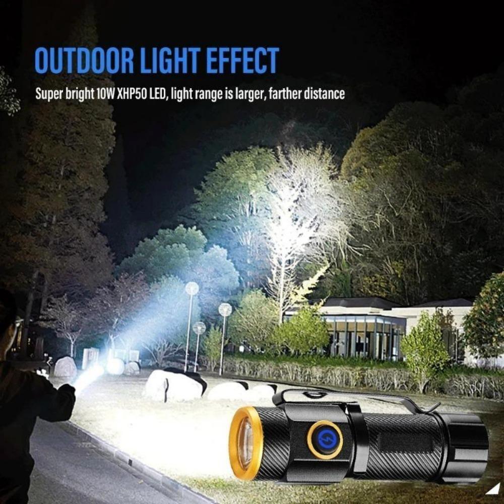 Mini Flashlight High Power Rechargeable LED Flashlight Waterpoof 16340 Battery Torch 3000LM Tactical Lantern Multi Functional Zoom Mini Flashlight