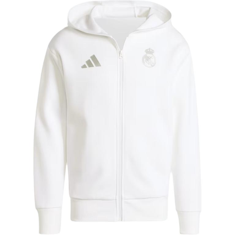 adidas Men s Real Madrid Anthem Full Zip Hooded Jacket White IT3805 3XL