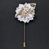 Luxury Crystal Pearl Groomsmen Boutonniere Wedding Corsage Men Brooch Pin Red Burgundy Flower Groom Bridal Boutonnieres