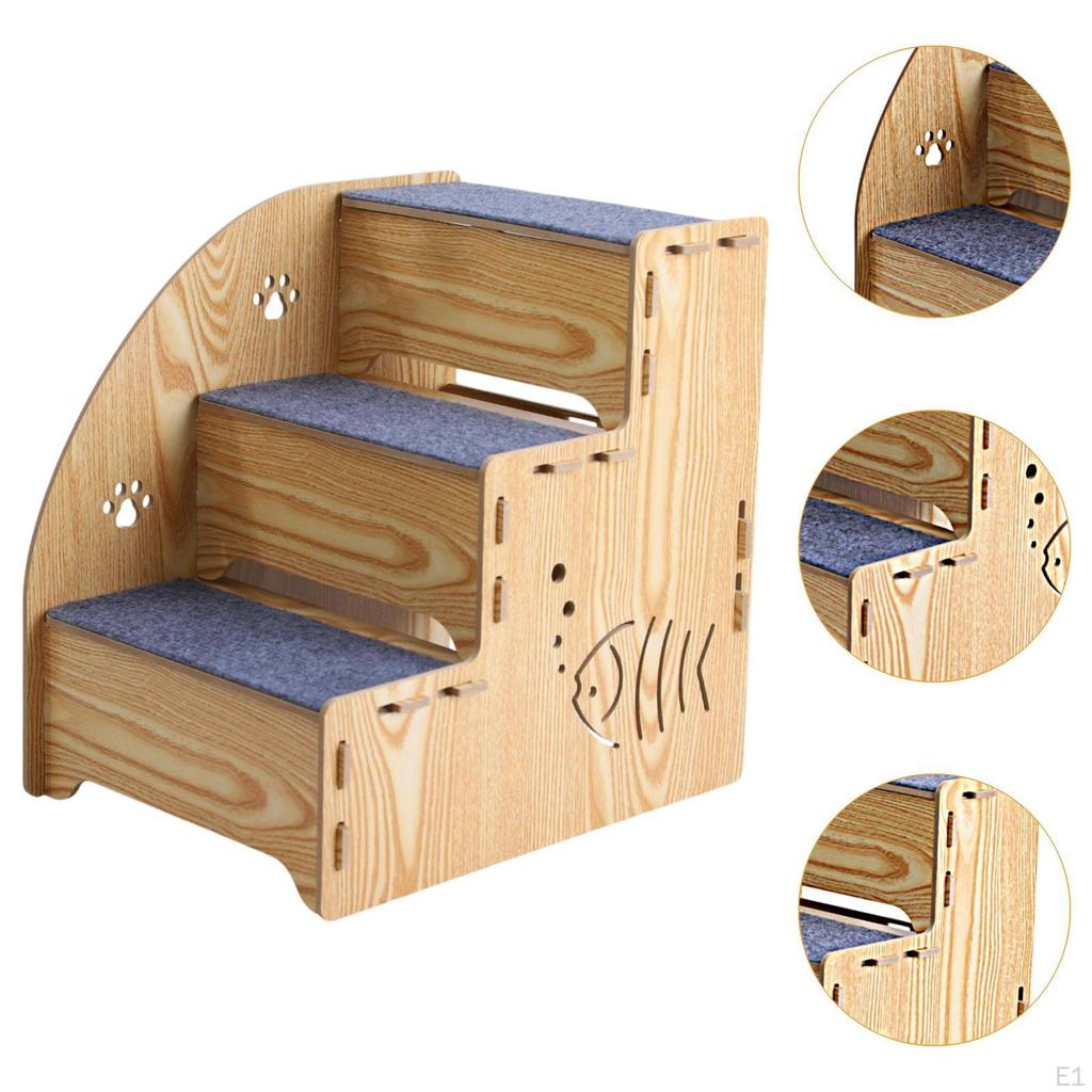 Pet Dog Stair Ladder 3 Steps Portable Anti Slip Supplies Ramp Puppy for Older