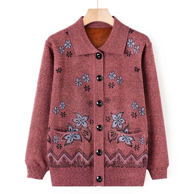 Elderly Women's Loose Thin Knit Cardigan Jacket