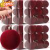 30/6pcs Flocked Christmas Hanging Balls Ornaments Xmas Tree Pendents Velvet Ball Wedding New Year Party Romantic Decoration