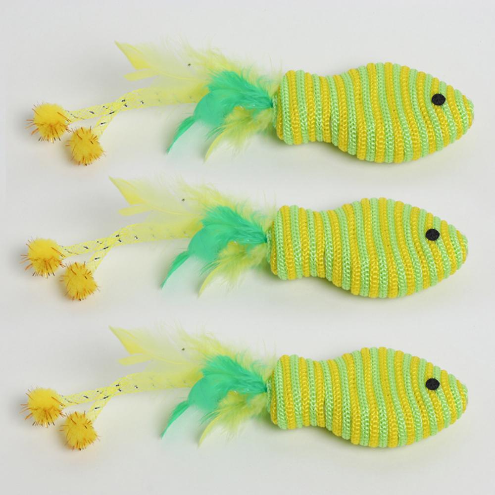 3pcs Fish Cat Toy Rope Ball Kitten Self Toy Playing Chew Bite Pet Toys Interactive
