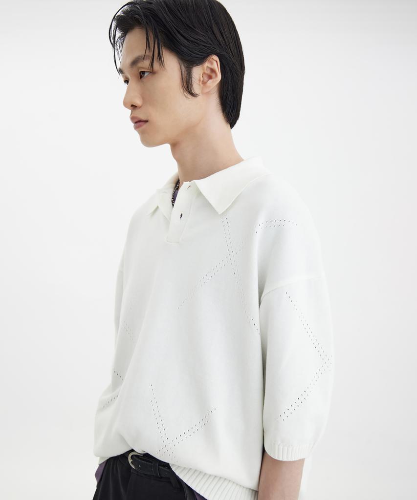 YOUTH H/S Knit Collar T-Shirt - White