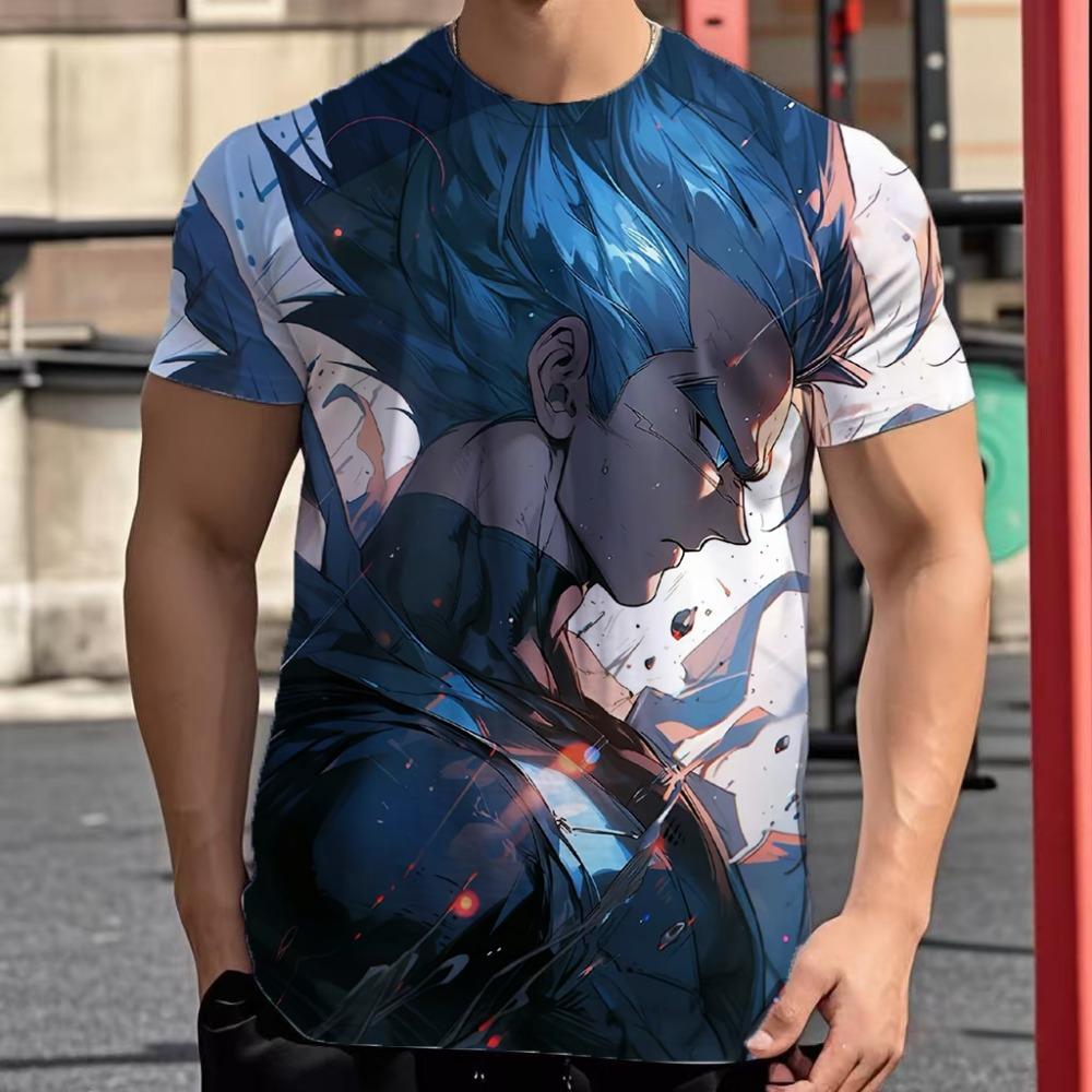 2025 New Fashion Dragon Ball 3D  Summer Short Sleeve O-Neck Goku Vegeta Men's Casual Shirt Boys