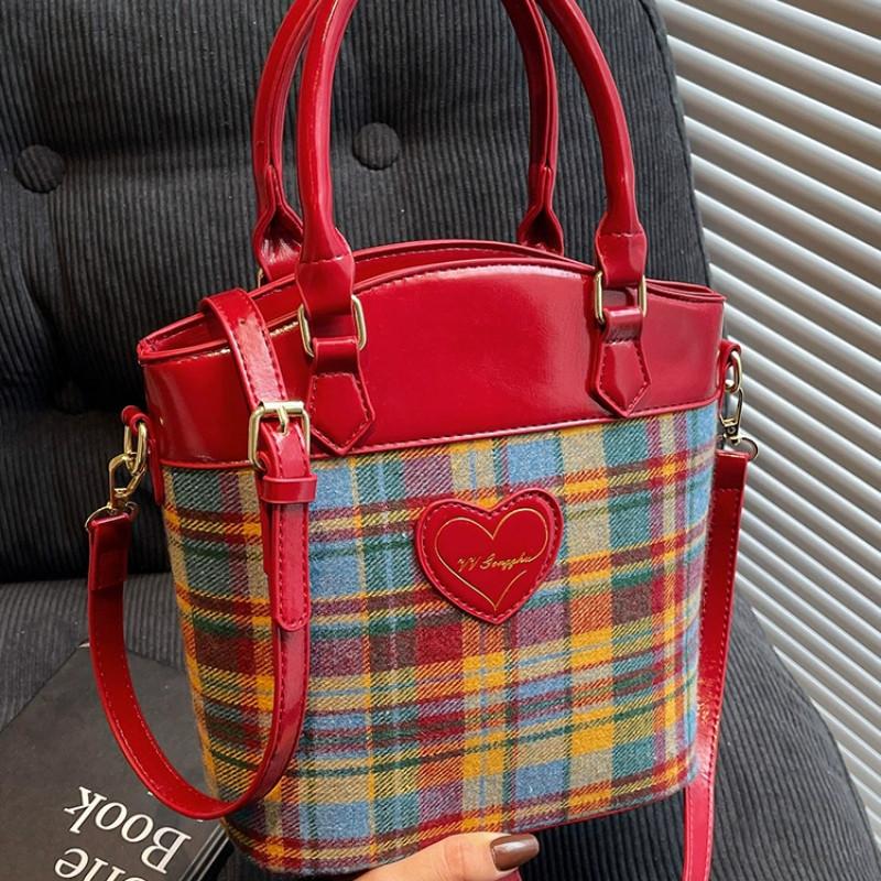 Splicing Fashion Checkered Pattern Women Casual Shoulder Bag For Daily Use