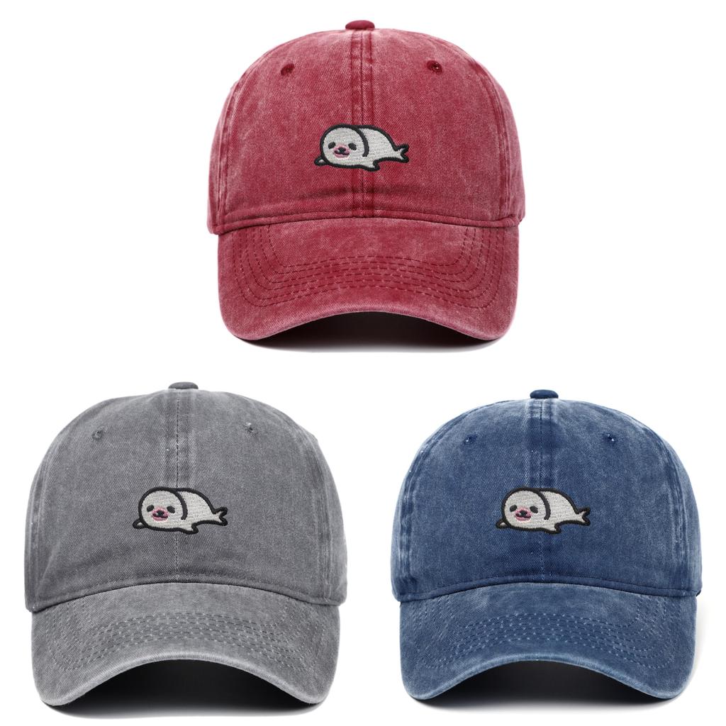 Sealion Animal Embroidery Cotton Baseball Hat With Sun Protection For All Seasons