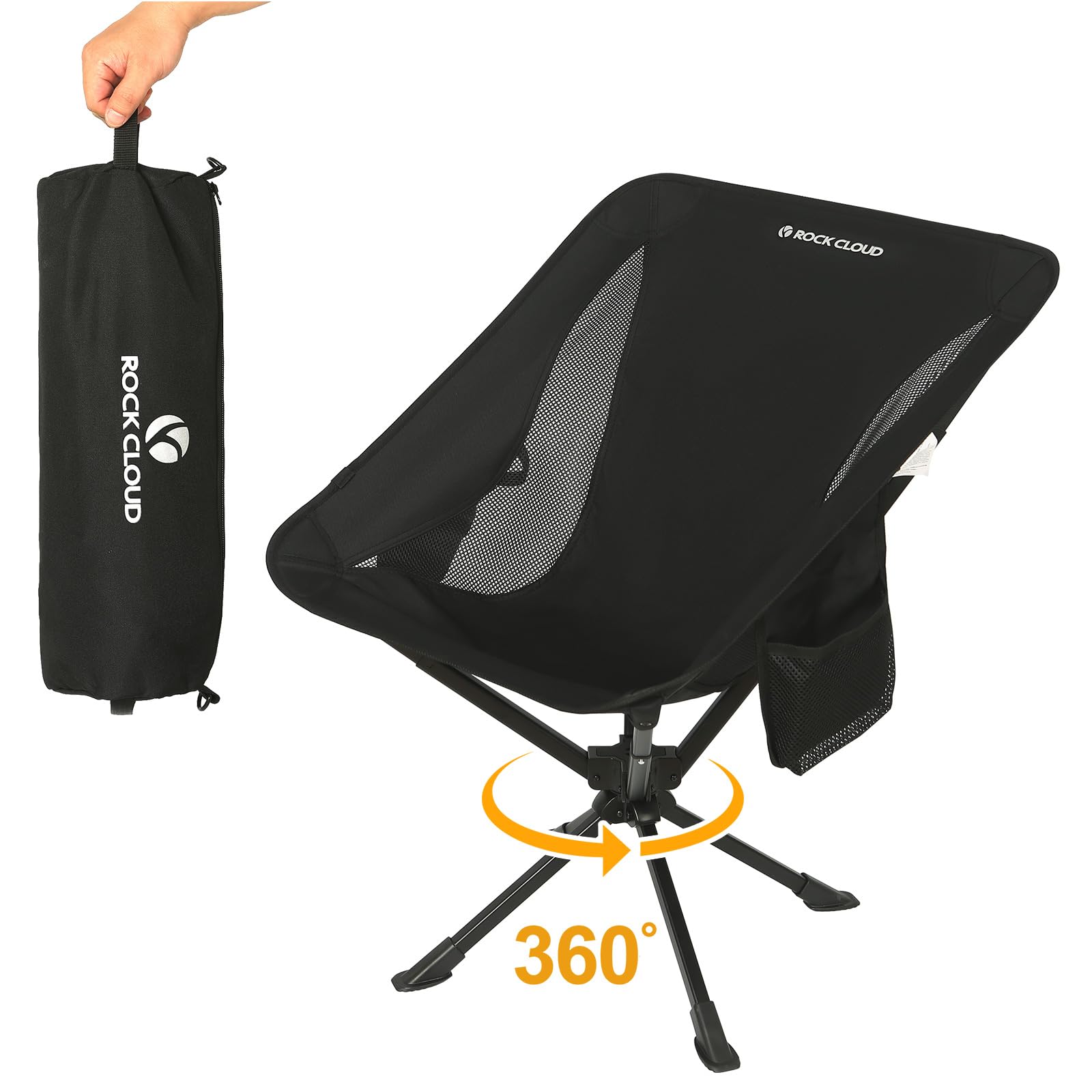 

ROCK CLOUD Camping Chair Mesh Chair Folding Ultra Light Outdoor Chair Camping Chair Ultra Light Storage Bag Included Compact Chair Load Capacity