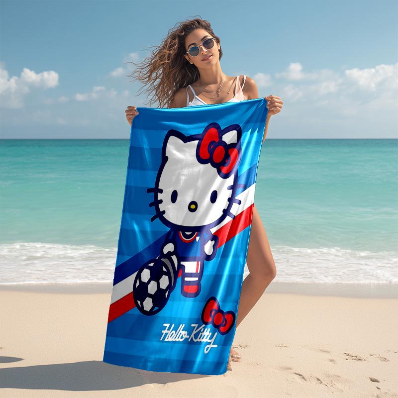 1pc Kitty Soccer Player Cartoon Quick Dry Microfiber Bath Towel for Swimming Surfing Camping Unisex Holiday. SJT7201167