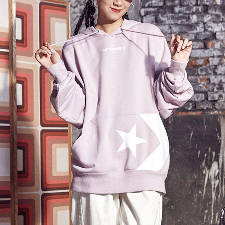 Converse Sweatshirts Women's Pink Hooded Moderate Regular 10023083-A02