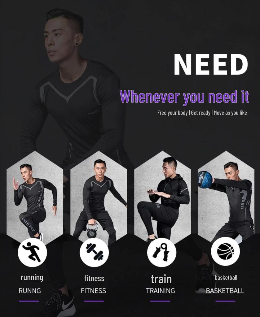 Men's Sci-Fi High Elasticity Quick-Dry Sports Set - Breathable, Tight Fit for Running & Basketball