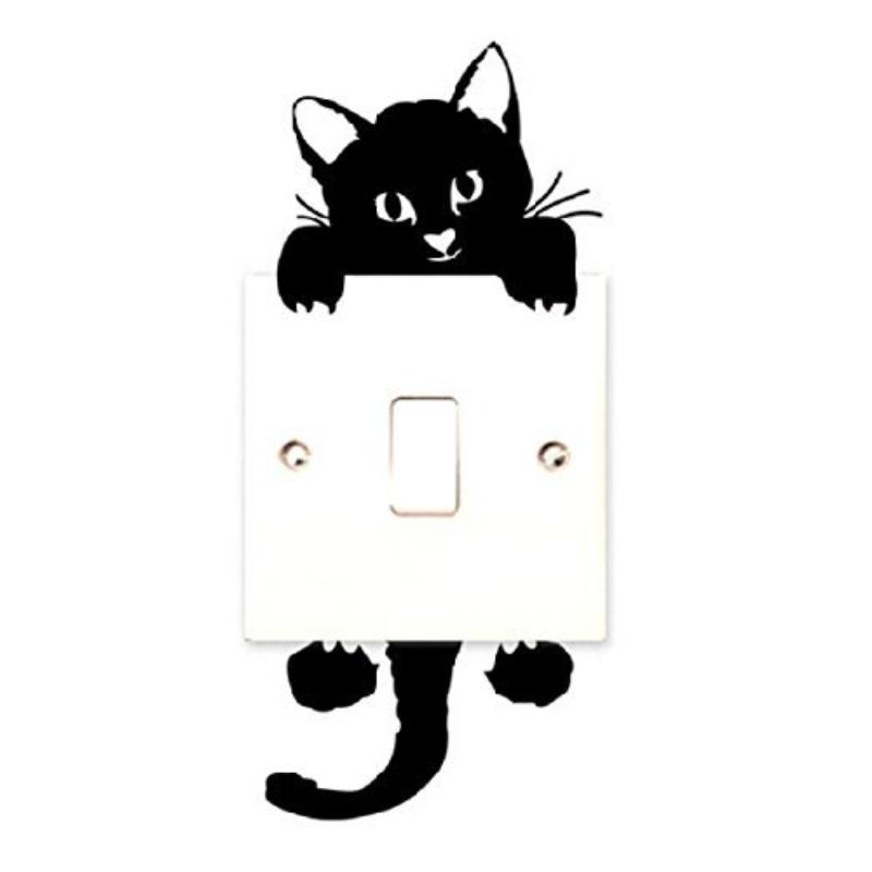 1pcs Cartoon Creative Cat Butterfly Silhouette Bedroom Living Room Light Switch Stickers Decorative Wall Stickers Self-adhesive