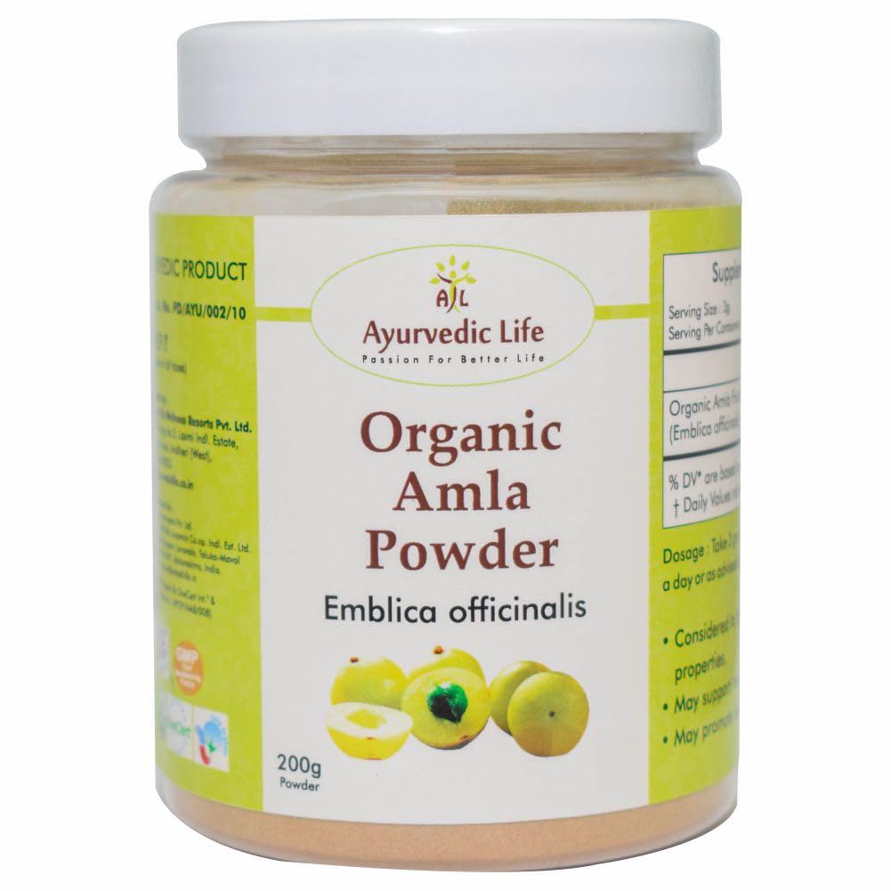 

Ayurvedic Life Organic Amla Powder, 100% Gluten Free And Vegan Amla Fruit Powder | 200gm 0.4lbs