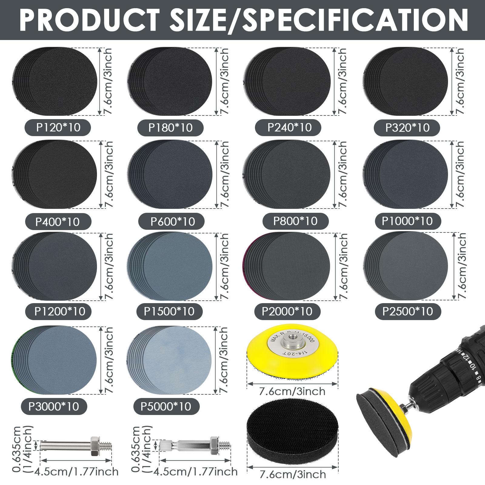 

3 inch Car Detailing Polishing Buffing Sponge Wool Pad Headlight Restoration Sandpaper For Sanding Waxing Cleaning Washing