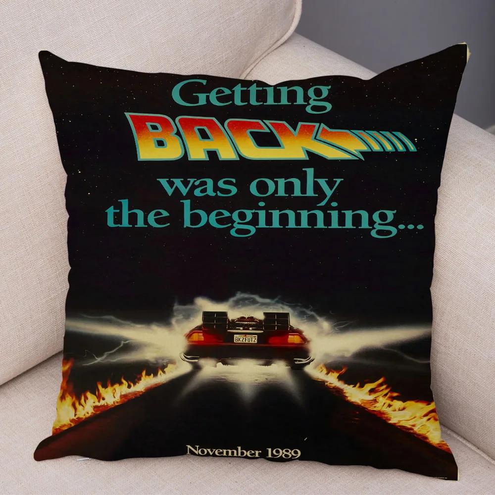 Cartoon Klassiker Film Kissenbezug Deko Zurück in die Zukunft Kissenbezug Superweicher Plüsch Kissenbezug für Sofa Zuhause Auto 45x45cm