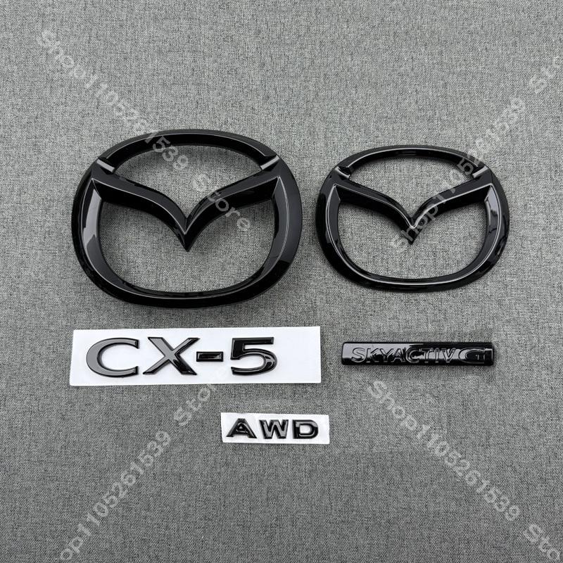 Car Front Grille Decorative Front Cover Badge Accessories for 2022-23-24-2025 Year MAZDA CX-5 Trunk Badge 2.5 AWD Emblems  Black