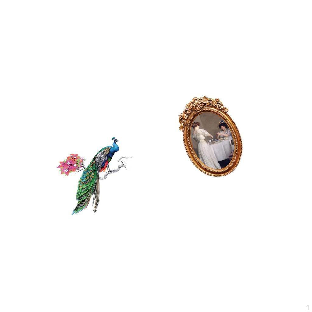 Retro PVC Wall Sticker And Ornate Resin Picture Frame Decorative Art for Living Room Kitchen Bedroom