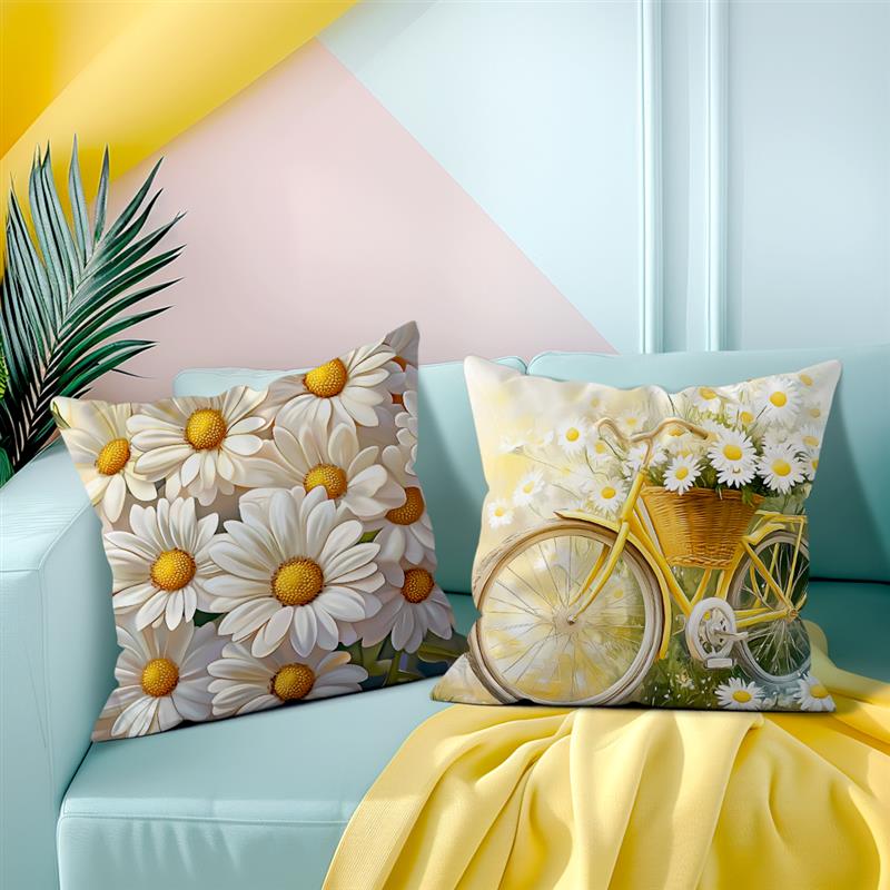 1Pc Yellow Pillow Cover For Home Living Room Bedroom Sofa Office Decorative Flowers Pillowcase Soft Throw Pillows 45*45 Cm