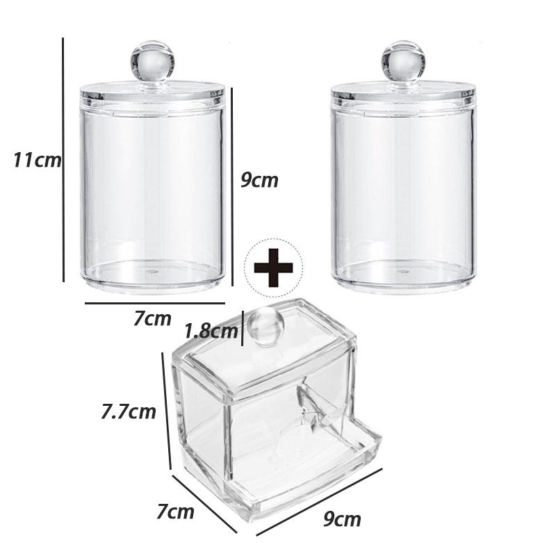 Acrylic Cosmetic Product Storage Box Containing Cotton Swab Container And Bamboo Lid Suitable For Toothpicks And Cotton Items