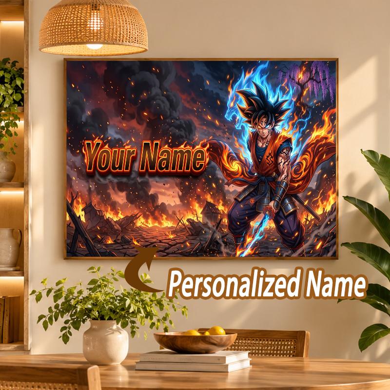Dragon Ball Goku Custom Name Diamond Painting Personalized 5D Full Drill DIY Diamond Art Home Decor