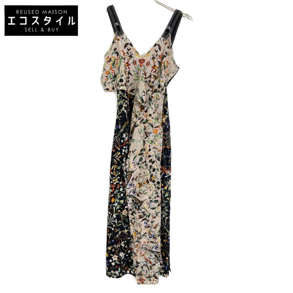 BURBERRY Flower camisole silk one-piece dress UK4 Black x beigeUsed
