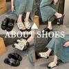 Thick-bottomed square head casual cool slippers women's summer new versatile outer wear small one-word drag non-slip