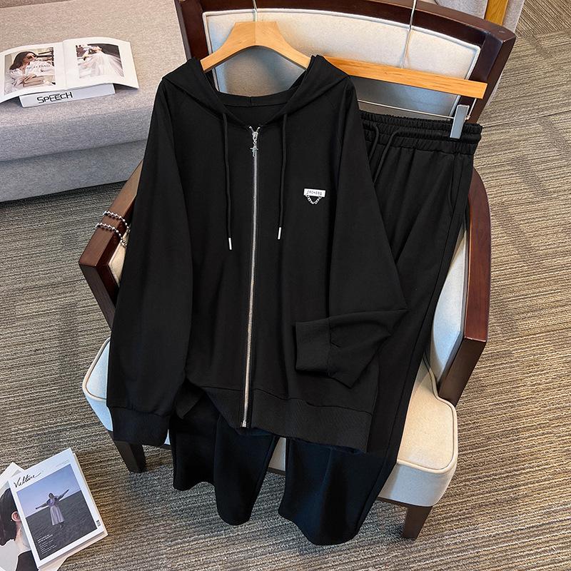 Women’s Plus Size Fashionable Slimming Hoodie and Pants Casual Set 7338