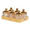 6 Piece Clear Canisters With Decorative Hollow Carving Storage Jar Food Containers with Handle Tray For Home Use