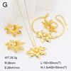 Stainless Steel Gold Flower Set Women 4pcs Necklace Earrings Bracelet Ring Cubic Zirconia Luxury Wedding Party Anniversary Gift