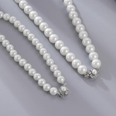 Advanced Glass Pearl Necklace Female Ancient Style Retro Personality Simple Versatile Temperament Round Neck Chain Clavicle Chain