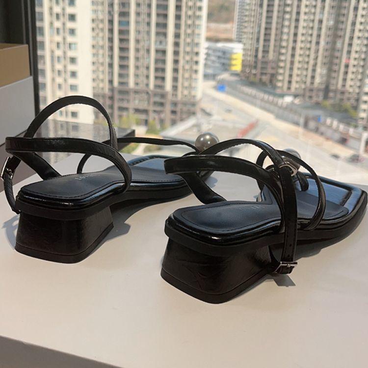 One-word Thick-heeled Sandals Female Toe Versatile Little Fairy 2025 New Internet Celebrity Fashion Set Toe Sandals