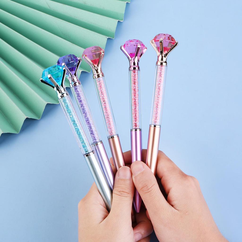 Imitation Metal Crystal Gem Glitter Pen with Large Diamond Bead