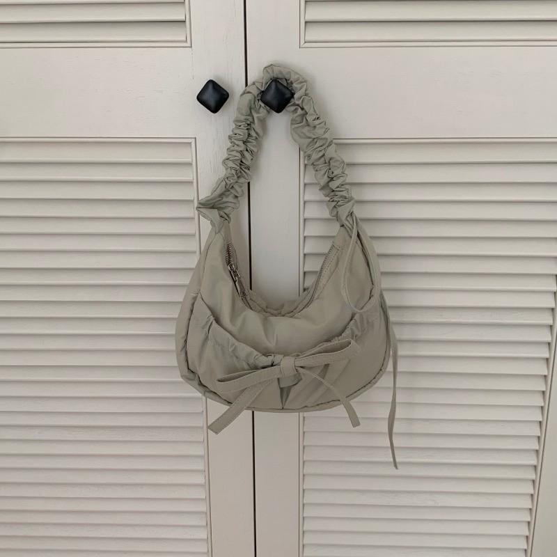 IELGY Casual Personality Pleated Drawstring Lace-up Nylon Lazy Wind Underarm Messenger Bag Ins