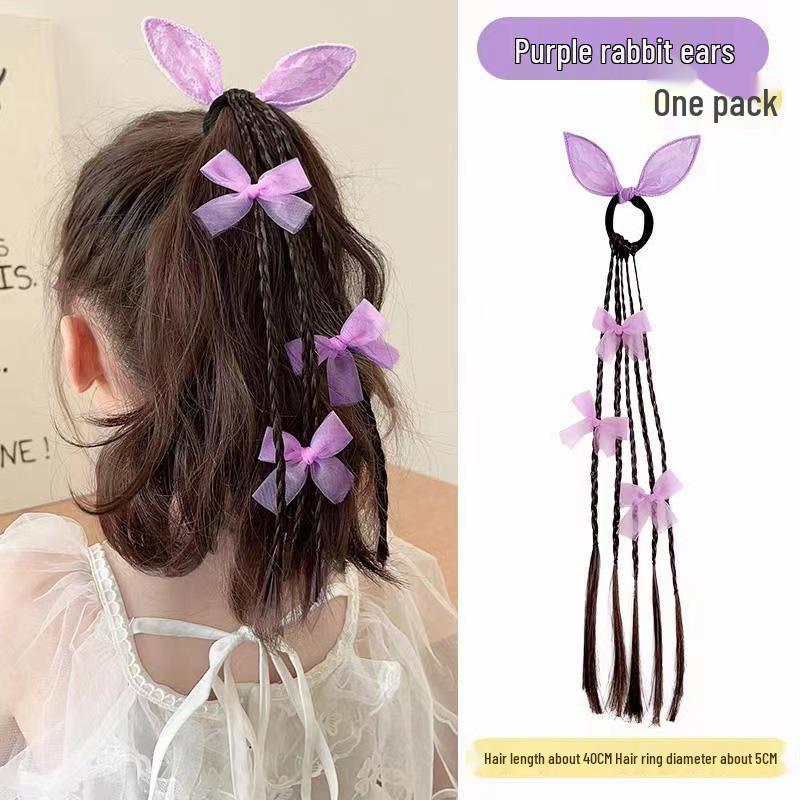 Heart Braids Kids' Wig Hair Ties - Sweet High Ponytail Accessories for Girls