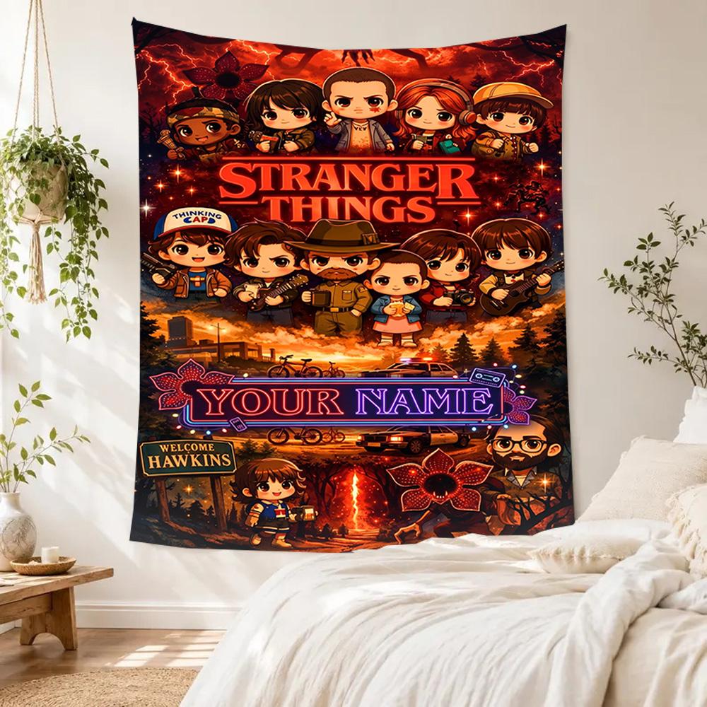 Stranger Things Custom Wall Tapestry Gift Personalized Tapestry Smooth Polyester Perfect for Bedroom Wall Four Seasons Decor Housewarming Gift